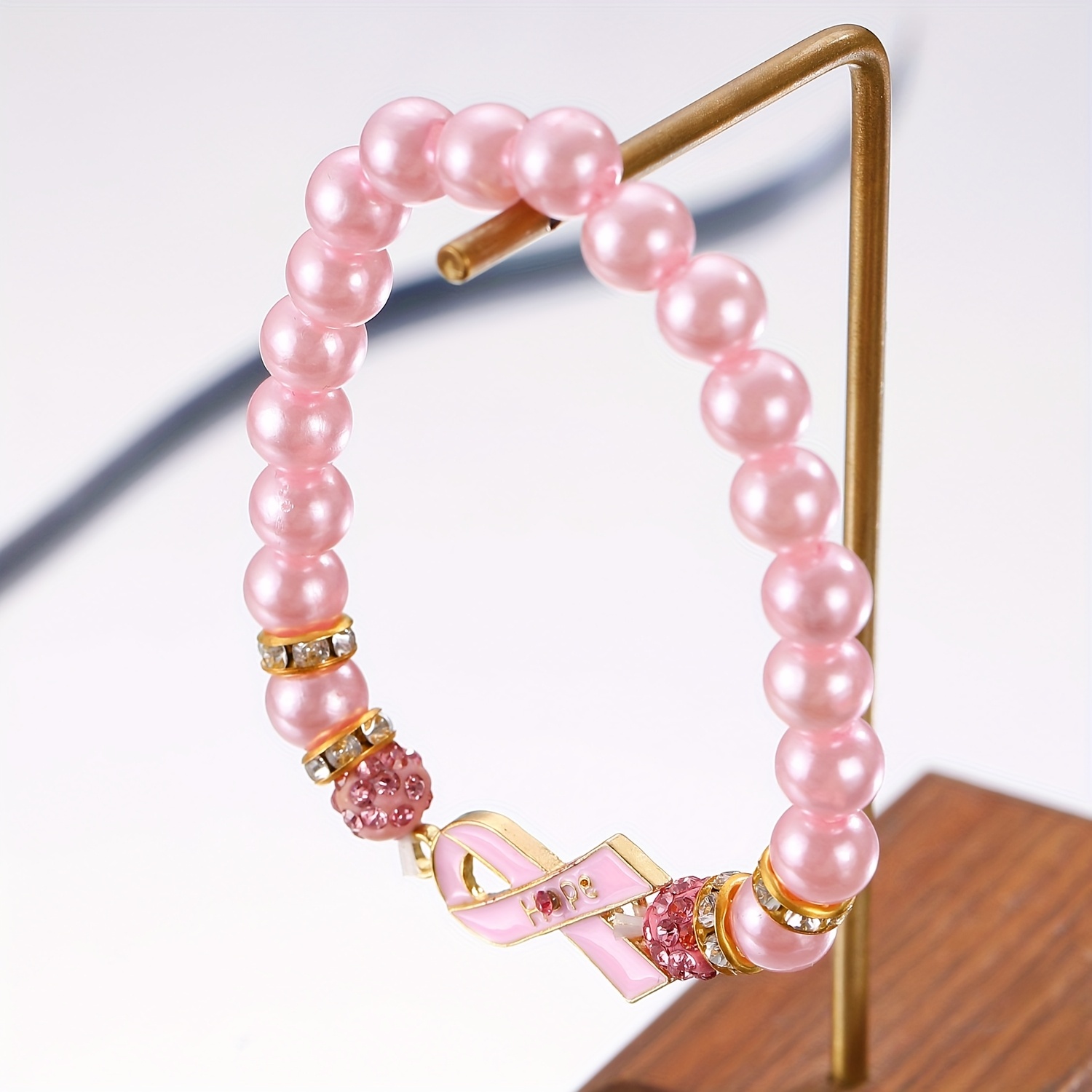Women's Pink Beaded Bracelet, Elegant Everyday Wear